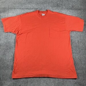 Vintage Single Stitch Pocket T-Shirt Men's 2XL Orange Trend Basics Blank